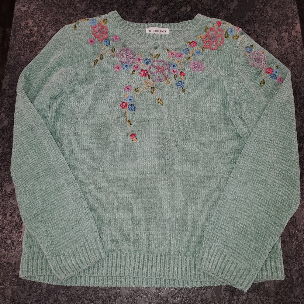 Vintage Alfred Dunner Floral Sweater with Shoulder Pads